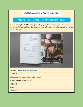 Menu Designer Singapore | Advancement Theory