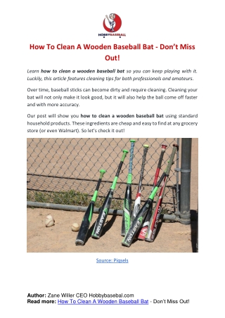 How To Clean A Wooden Baseball Bat