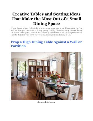 Creative Tables and Seating Ideas That Make the Most Out of a Small Dining Space