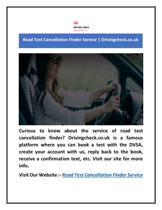 Road Test Cancellation Finder Service | Drivingcheck.co.uk