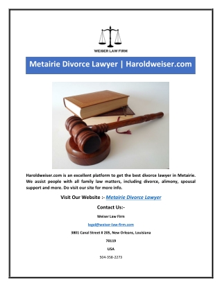 Metairie Divorce Lawyer | Haroldweiser.com