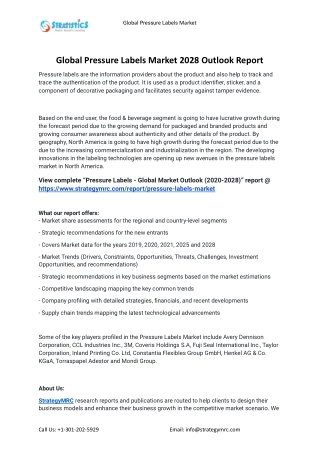 2021 Pressure Labels Industry Global Analysis Report