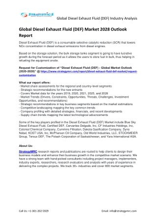 2028 Diesel Exhaust Fluid (DEF) Market Country & Regional Analysis