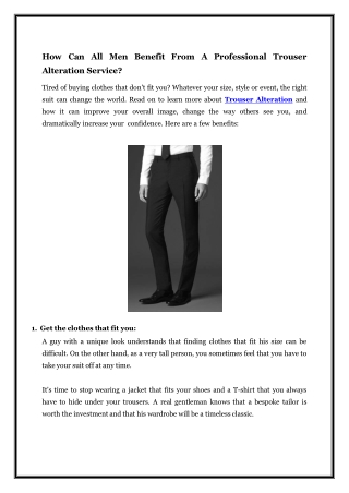 How Can All Men Benefit From A Professional Trouser Alteration Service