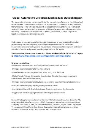2021 Automotive Drivetrain Industry Global Analysis Report