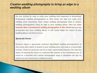 Creative wedding photography to bring an edge to a wedding album