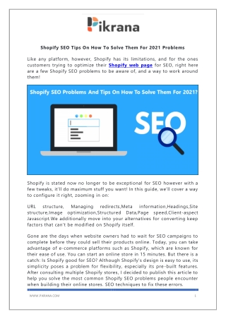 Shopify SEO Tips On How To Solve Them For 2021 Problems
