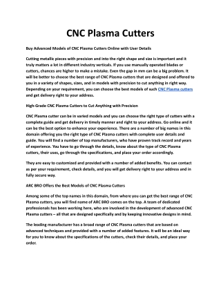 CNC Plasma Cutters