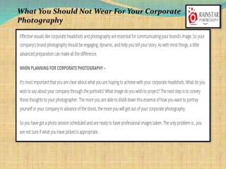 What You Should Not Wear For Your Corporate Photography