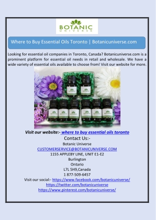 Where to Buy Essential Oils Toronto | Botanicuniverse.com