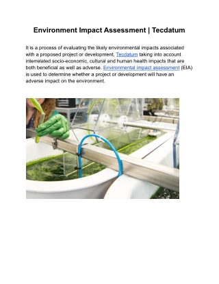 Environment Impact Assessment | Tecdatum