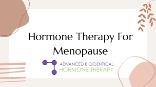 Hormone Therapy For Menopause