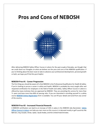 Pros and Cons of NEBOSH