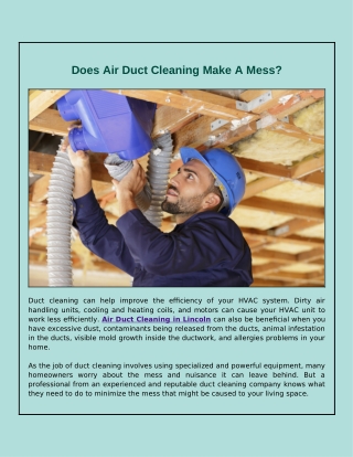Is There A Mess When Cleaning Air Ducts?
