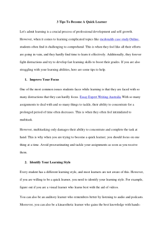 3 Tips To Become A Quick Learner