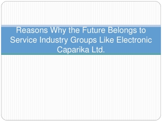 Reasons Why the Future Belongs to Service Industry Groups Like Electronic Caparika Ltd.