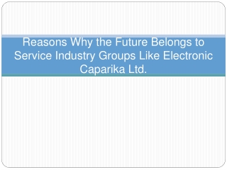 Reasons Why the Future Belongs to Service Industry Groups Like Electronic Caparika Ltd.