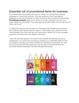 Essential roll of promotional items for business