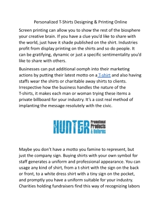 Personalized T-Shirts Designing & Printing Online