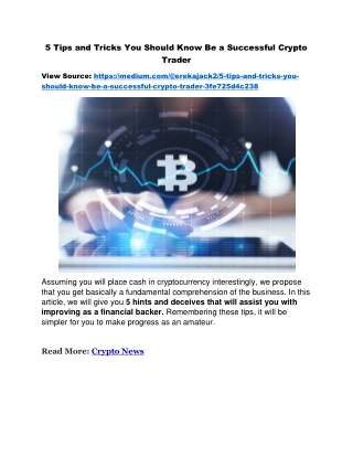 5 Tips and Tricks You Should Know Be a Successful Crypto Trader