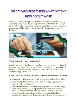 Credit Card Processing What is it And How does it Work