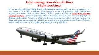 How manage American Airlines Flight Booking