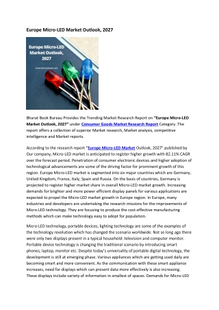 Europe Micro-LED Market Outlook, 2027