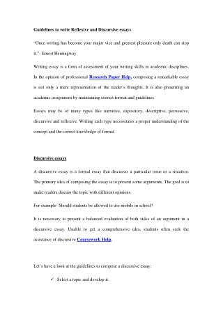 Guidelines to write Reflexive and Discursive essay-converted