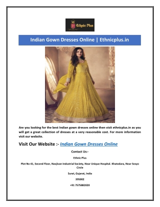 Indian Gown Dresses Online | Ethnicplus.in