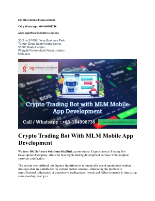 Crypto Trading Bot With MLM Mobile App Development