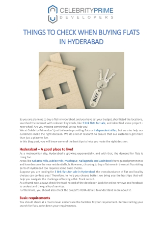 Things to Check When Buying Flats in Hyderabad