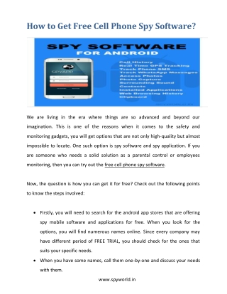 How to Get Free Cell Phone Spy Software