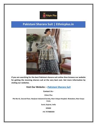 Pakistani Sharara Suit | Ethnicplus.in