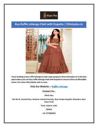 Buy Ruffle Lehenga Choli with Dupatta | Ethnicplus.in