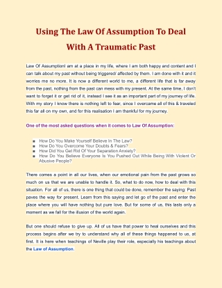 Using The Law Of Assumption To Deal With A Traumatic Past