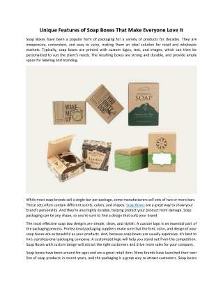 Unique Features of Soap Boxes That Make Everyone Love It