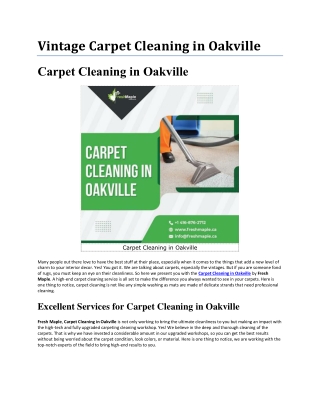 Carpet Cleaning in Oakville at its Best