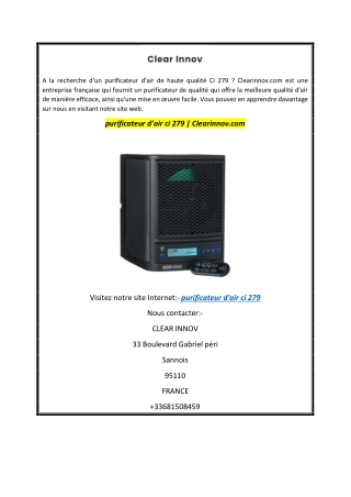 purificateur d'air ci 279  Clearinnov.com