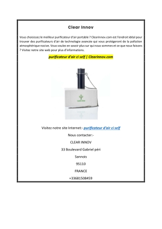 purificateur d'air ci self  Clearinnov.com