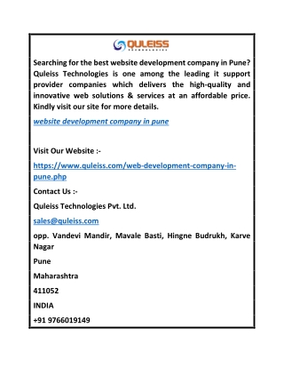 Website Development Company in Pune  Quleiss.com