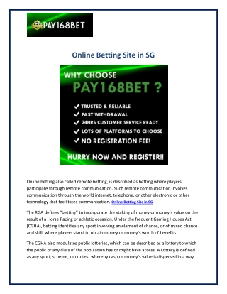 Online Betting Site in SG