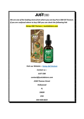 Hemp CBD Tincture  Justcbdstore.com