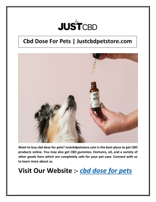 Cbd Dose For Pets | Justcbdpetstore.com
