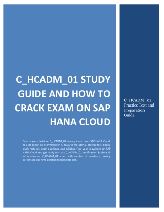 C_HCADM_01 Study Guide and How to Crack Exam on SAP HANA Cloud