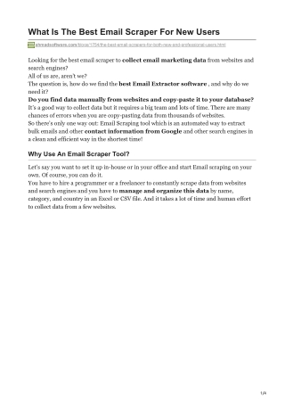 1What Is The Best Email Scraper For New Users