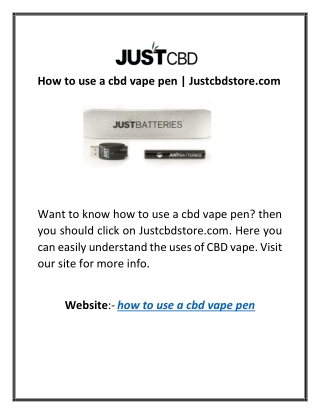 How to use a cbd vape pen | Justcbdstore.com