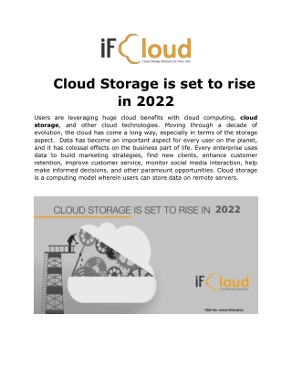Cloud Storage is set to rise in 2022