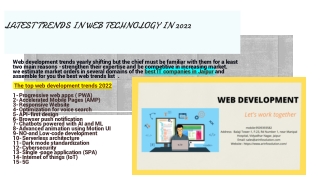 LATEST TRENDS IN WEB TECHNOLOGY IN 2022
