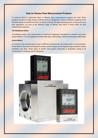 How to Choose Flow Measurement Products