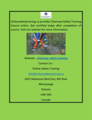 Chainsaw Safety Training Course  Onlinesafetytraining.com